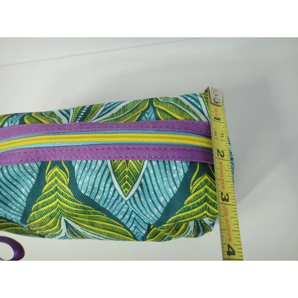Estee Lauder Makeup Bag Set Teal Green Leaf Print Travel Toiletry Case 2 Piece